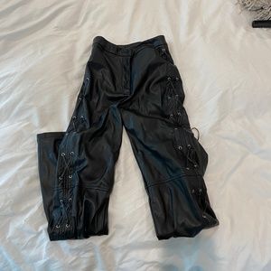 Nasty Gal Lace Up Leather Pants